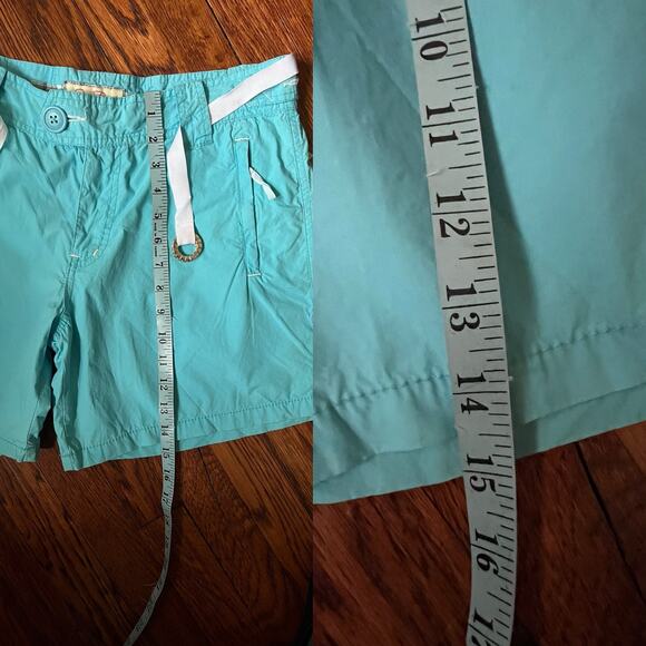 90s/Y2K Vintage Steve & Barry Turquoise Micro Shorts Size 8 Midrise Belted Boho - Picture 9 of 17
